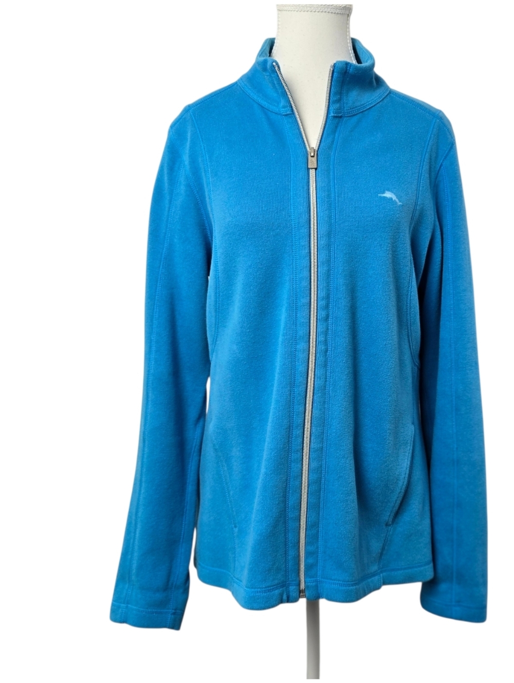 Tommy Bahama Women’s Aruba Angle Pocket Full-Zip Jacket Blue Size M Coastal